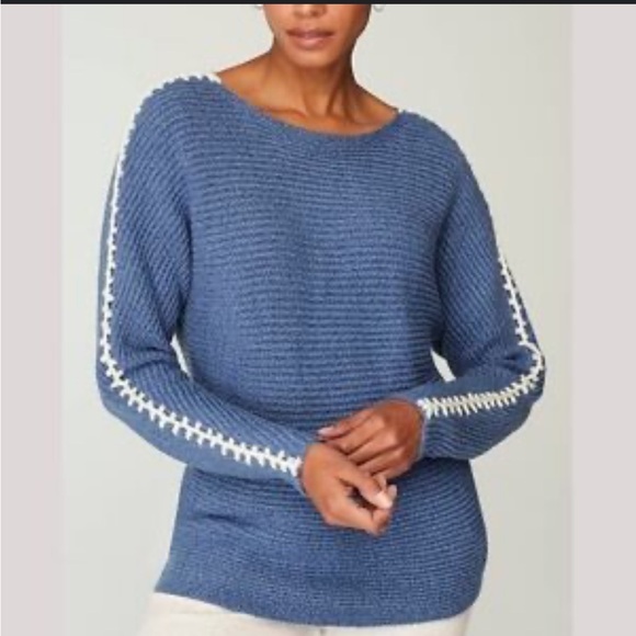 J. Jill Sweaters - J.Jill Tall Pure Jill Hand-Stitched Contrast Knit Boatneck Sweater